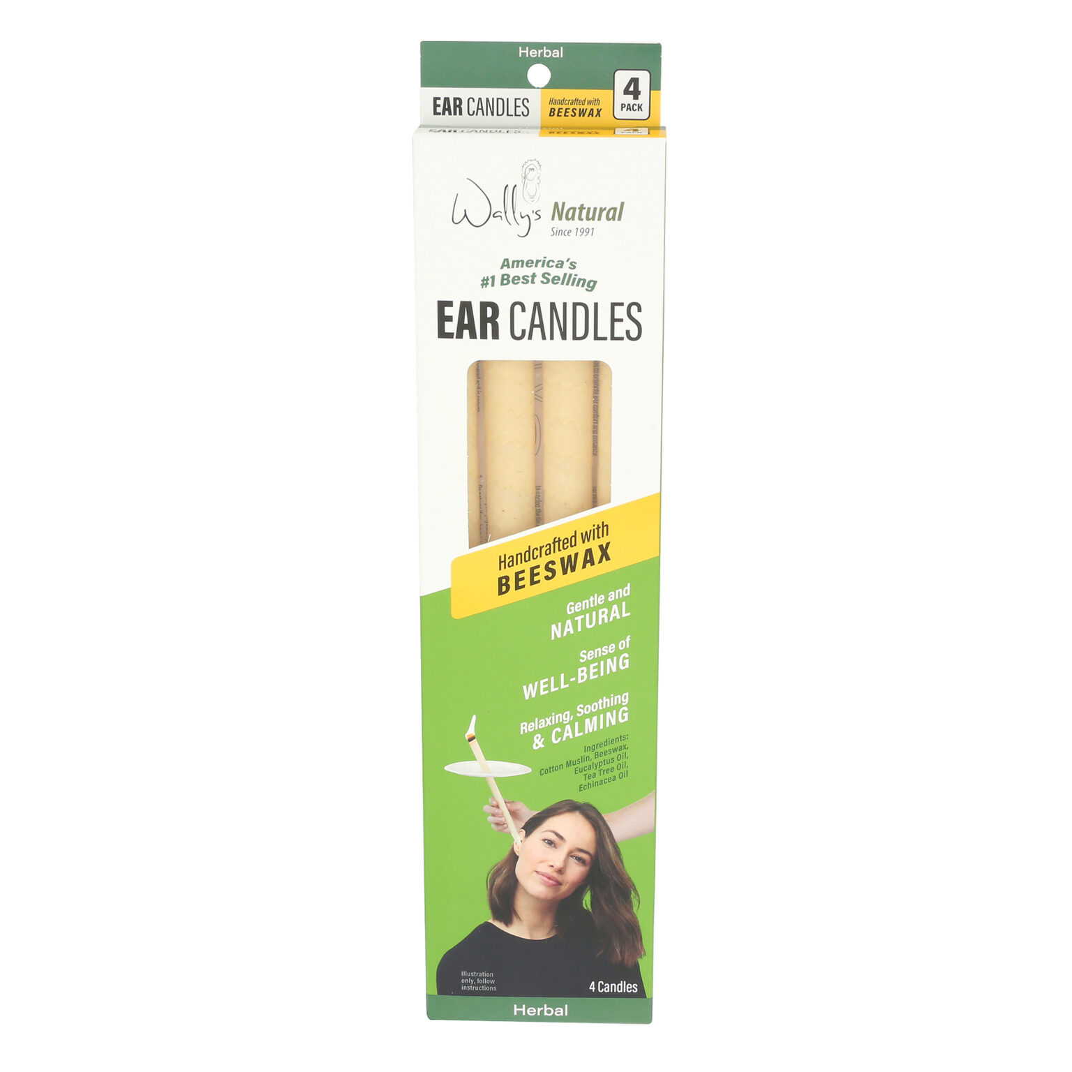 Wally's Natural Beeswax Ear Candles, Herbal, 4 Pack - Wally's Natural