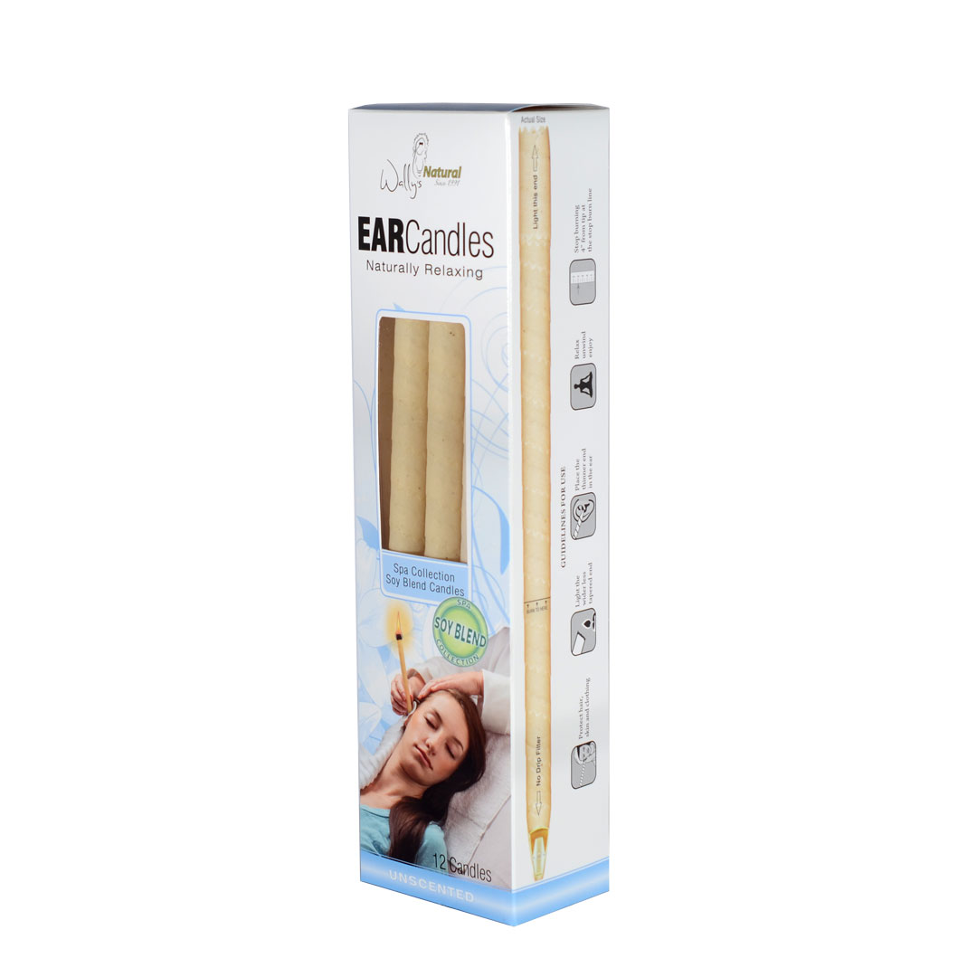 12 Pack Soy Blend Ear Candle Unscented Wally's Natural
