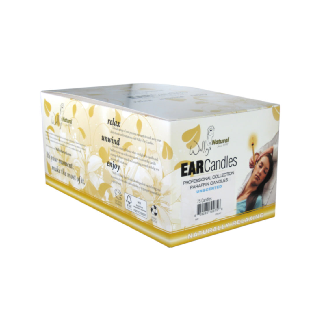 75 Pack Paraffin Ear Candle Unscented Wally's Natural