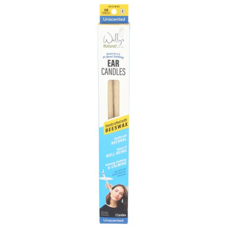 Wally's Natural Ear Candles - Beeswax, Unscented - 2pk