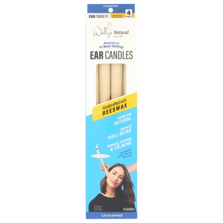 Wally's Natural Ear Candles - Beeswax, Unscented - 4pk