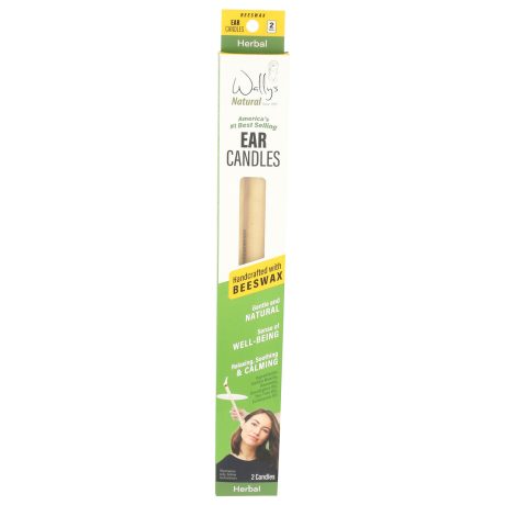 Wally's Natural Ear Candles - Beeswax, Herbal - 2pk
