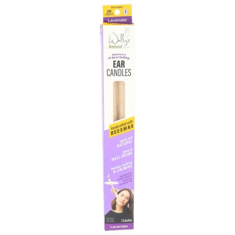Wally's Natural Ear Candles - Beeswax, Lavender - 2pk