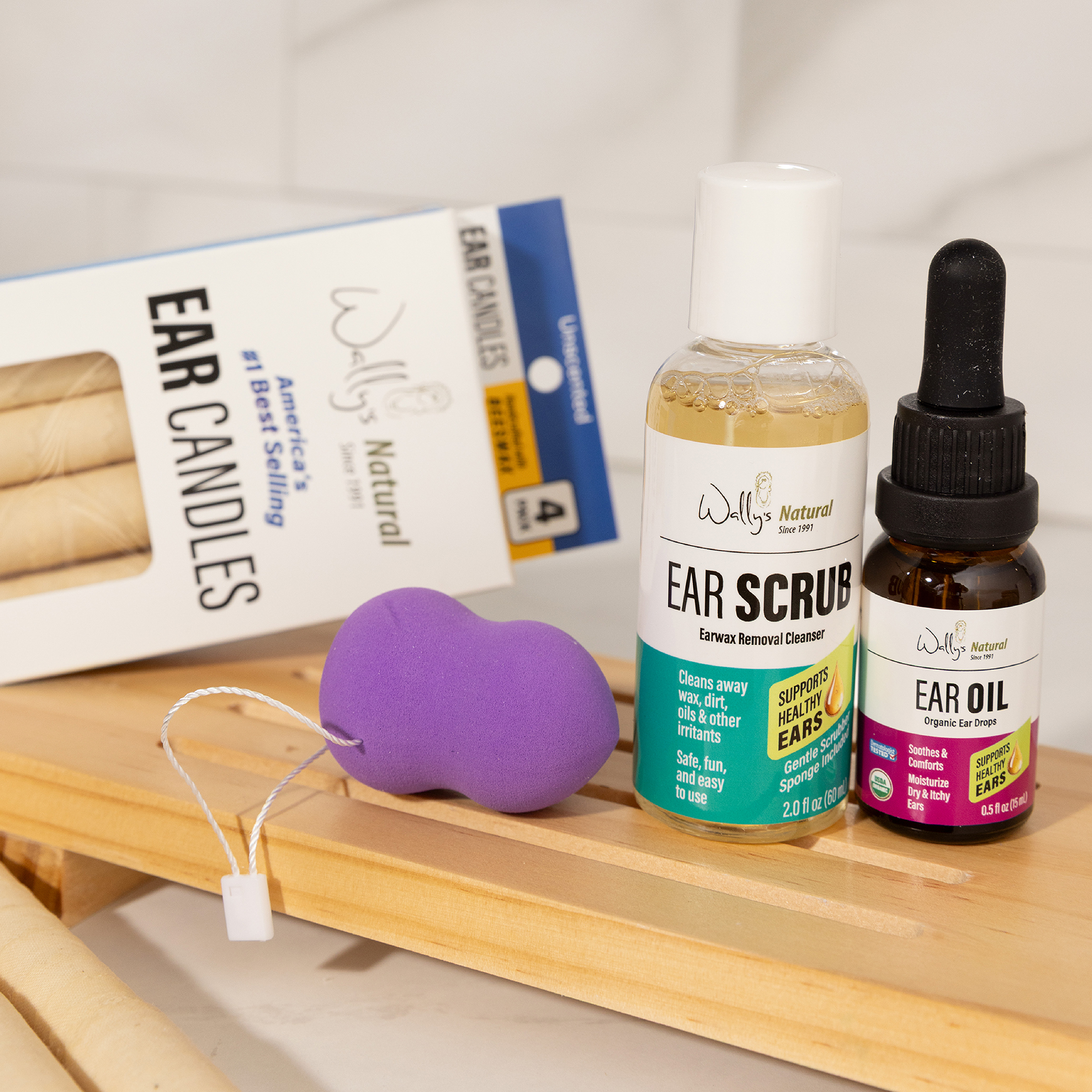 Wally's Natural Adult Bundle: Beeswax Ear Candles, Unscented, 4